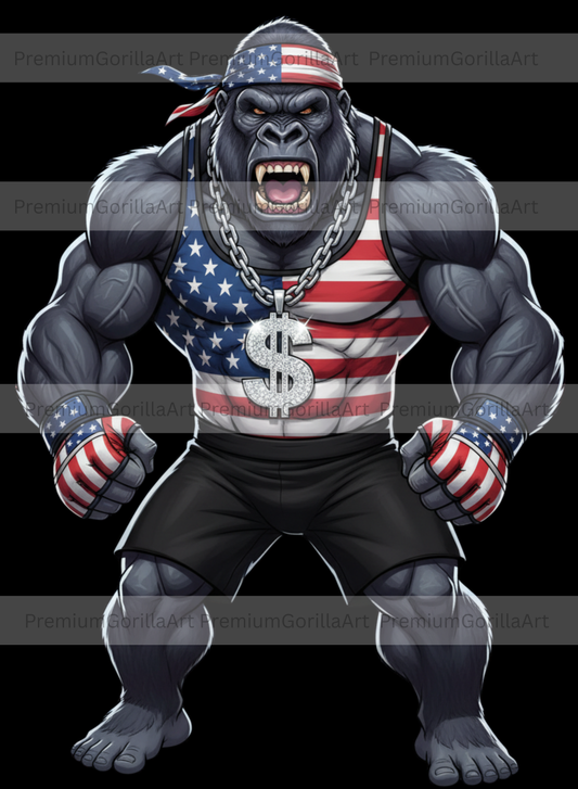 USA MMA Gorilla Fighter - Digital Art Bundle (4 PNG Files)