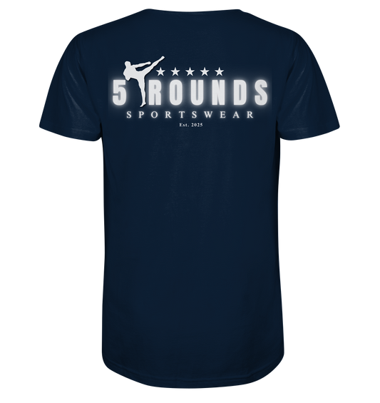 5 ROUNDS Logo Weis - Mens Organic V-Neck Shirt