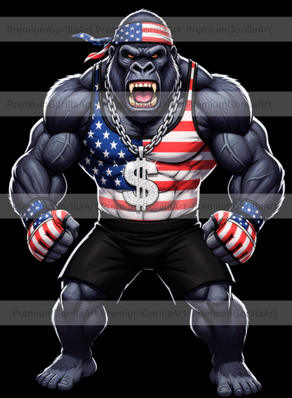 USA MMA Gorilla Fighter - Digital Art Bundle (4 PNG Files)