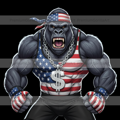 USA MMA Gorilla Fighter - Digital Art Bundle (4 PNG Files)