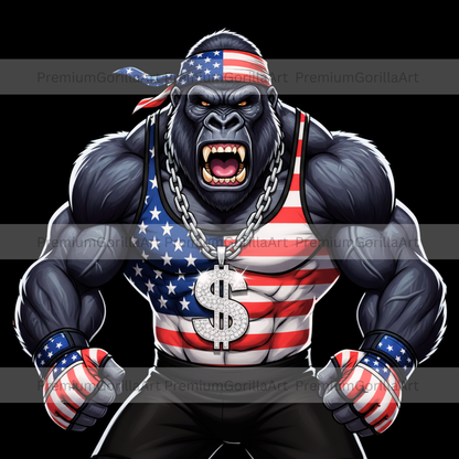 USA MMA Gorilla Fighter - Digital Art Bundle (4 PNG Files)