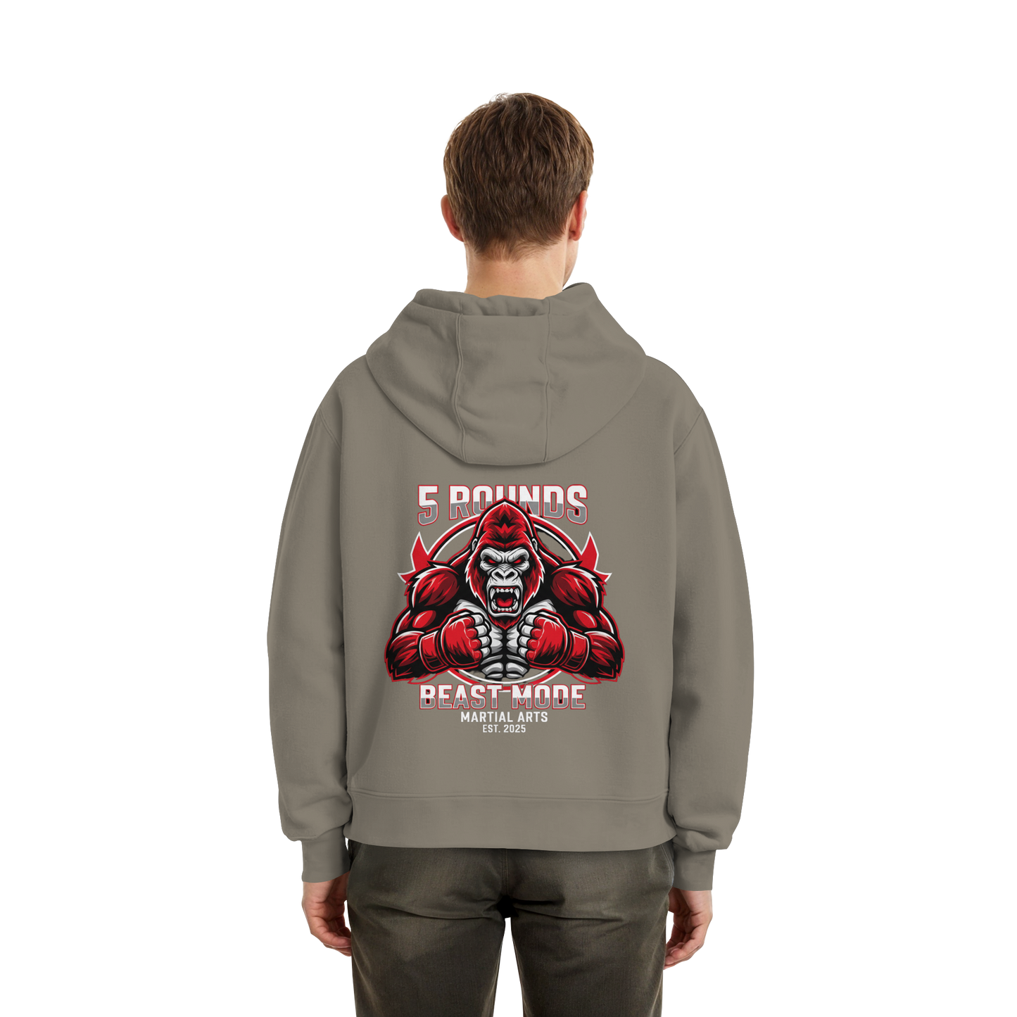5 ROUNDS BEAST MODE Gorilla Fluffy Boxcut Hoodie