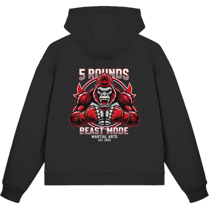 5 ROUNDS BEAST MODE Gorilla Motive Rot Weis Schwarz Farben Stick und DTF - Fluffy Boxcut Zipper