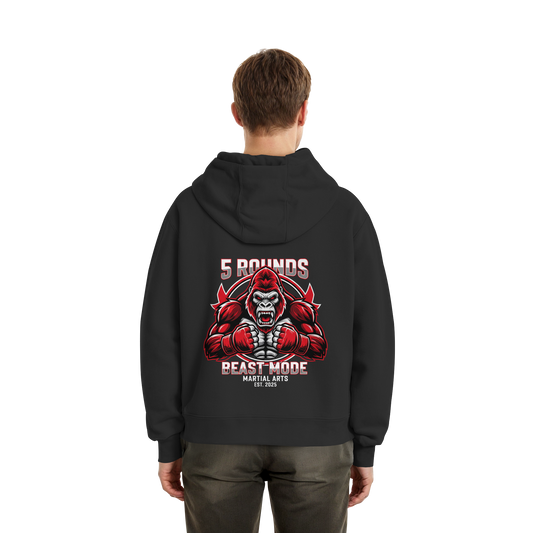 5 ROUNDS BEAST MODE Gorilla Motive Rot Weis Schwarz Farben Stick und DTF - Fluffy Boxcut Zipper