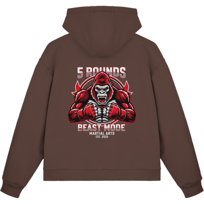 5 ROUNDS BEAST MODE Gorilla Motive Rot Weis Schwarz Farben Stick und DTF - Fluffy Boxcut Zipper