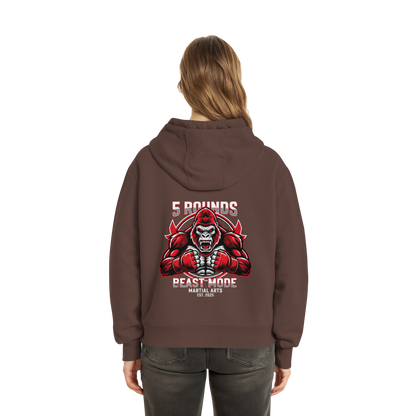 5 ROUNDS BEAST MODE Gorilla Motive Rot Weis Schwarz Farben Stick und DTF - Fluffy Boxcut Zipper