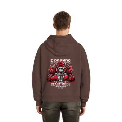 5 ROUNDS BEAST MODE Gorilla Motive Rot Weis Schwarz Farben Stick und DTF - Fluffy Boxcut Zipper