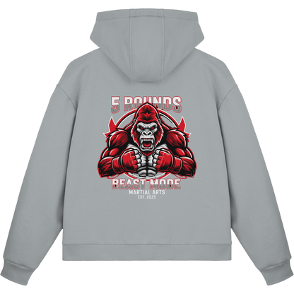 5 ROUNDS BEAST MODE Gorilla Motive Rot Weis Schwarz Farben Stick und DTF - Fluffy Boxcut Zipper