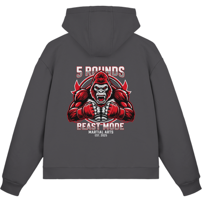 5 ROUNDS BEAST MODE Gorilla Motive Rot Weis Schwarz Farben Stick und DTF - Fluffy Boxcut Zipper