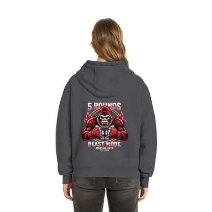 5 ROUNDS BEAST MODE Gorilla Motive Rot Weis Schwarz Farben Stick und DTF - Fluffy Boxcut Zipper