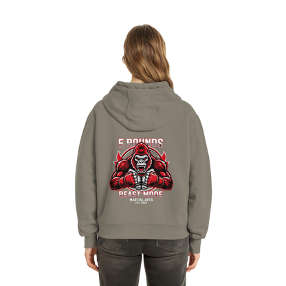 5 ROUNDS BEAST MODE Gorilla Motive Rot Weis Schwarz Farben Stick und DTF - Fluffy Boxcut Zipper