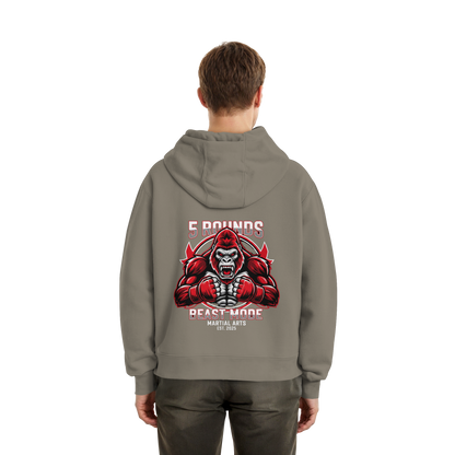 5 ROUNDS BEAST MODE Gorilla Motive Rot Weis Schwarz Farben Stick und DTF - Fluffy Boxcut Zipper