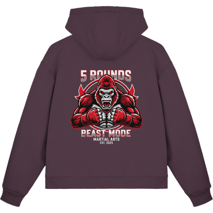 5 ROUNDS BEAST MODE Gorilla Motive Rot Weis Schwarz Farben Stick und DTF - Fluffy Boxcut Zipper