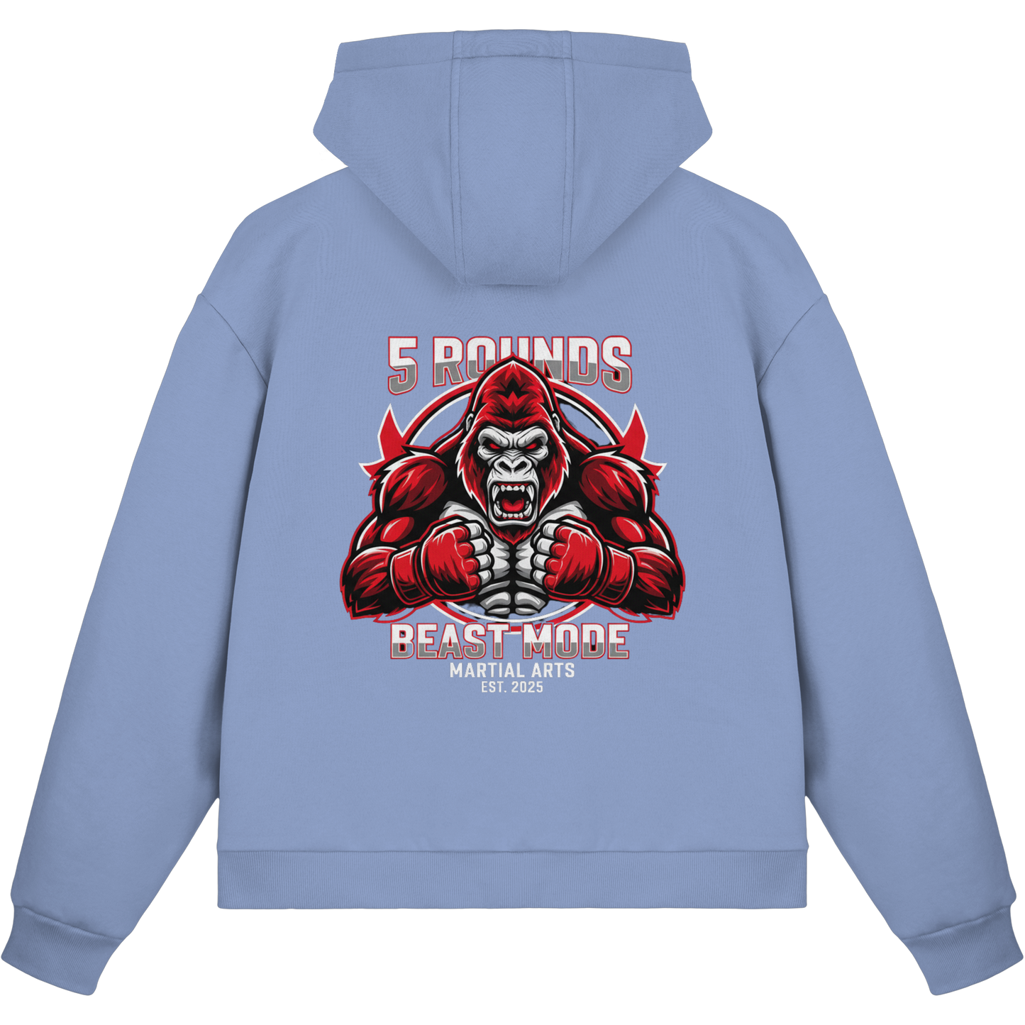 5 ROUNDS BEAST MODE Gorilla Motive Rot Weis Schwarz Farben Stick und DTF - Fluffy Boxcut Zipper