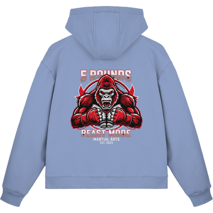 5 ROUNDS BEAST MODE Gorilla Motive Rot Weis Schwarz Farben Stick und DTF - Fluffy Boxcut Zipper