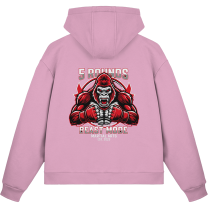 5 ROUNDS BEAST MODE Gorilla Motive Rot Weis Schwarz Farben Stick und DTF - Fluffy Boxcut Zipper