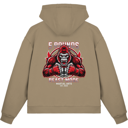 5 ROUNDS BEAST MODE Gorilla Motive Rot Weis Schwarz Farben Stick und DTF - Fluffy Boxcut Zipper