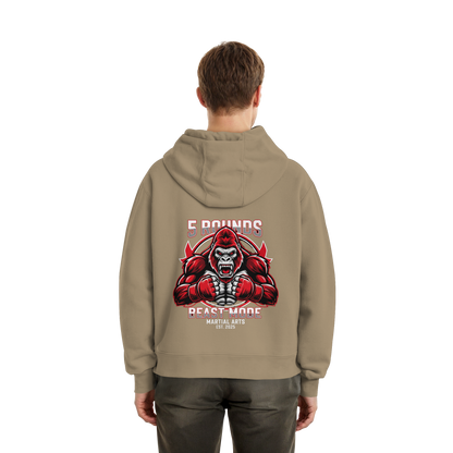 5 ROUNDS BEAST MODE Gorilla Motive Rot Weis Schwarz Farben Stick und DTF - Fluffy Boxcut Zipper