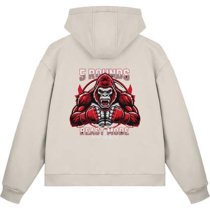 5 ROUNDS BEAST MODE Gorilla Motive Rot Weis Schwarz Farben Stick und DTF - Fluffy Boxcut Zipper