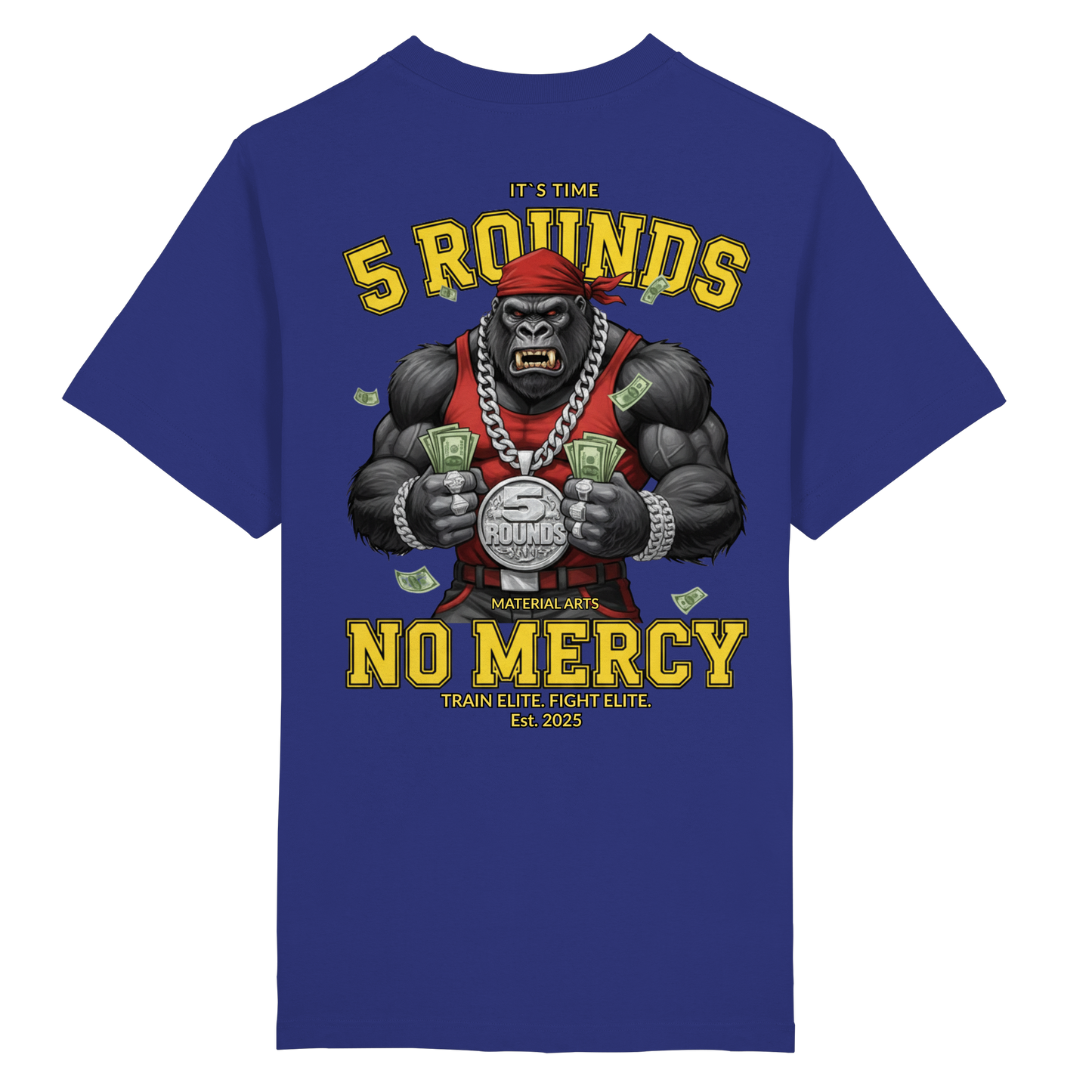 5 ROUNDS Vorne DTF hinten DTF Print 5 Rounds Fighter gorilla , macht chas money im Material Arts Kämpfen. - Heavy Oversized Organic Shirt