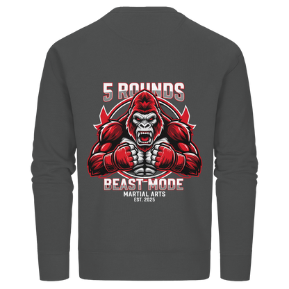 5 ROUNDS BEAST MODE Gorilla Motive Rot Weis Schwarz Farben Stick und DTF - Organic Basic Unisex Sweatshirt