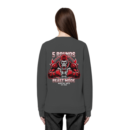 5 ROUNDS BEAST MODE Gorilla Motive Rot Weis Schwarz Farben Stick und DTF - Organic Basic Unisex Sweatshirt