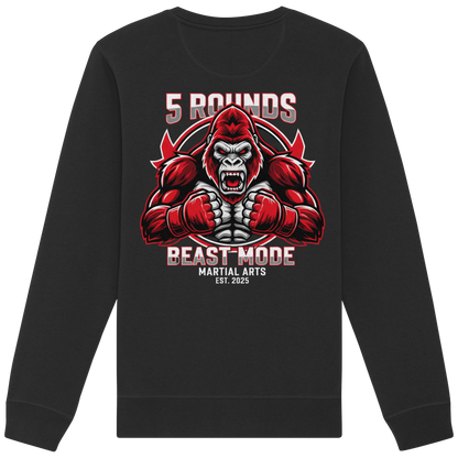 5 ROUNDS BEAST MODE Gorilla Motive Rot Weis Schwarz Farben Stick und DTF - Organic Basic Unisex Sweatshirt