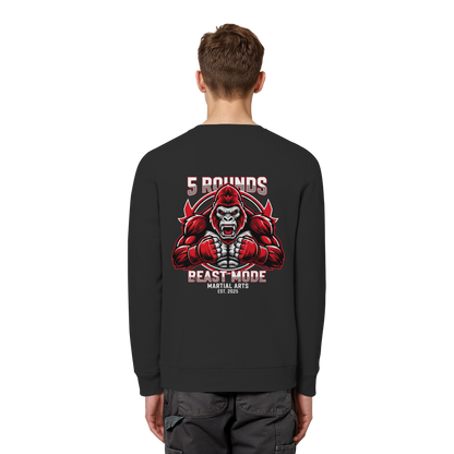 5 ROUNDS BEAST MODE Gorilla Motive Rot Weis Schwarz Farben Stick und DTF - Organic Basic Unisex Sweatshirt