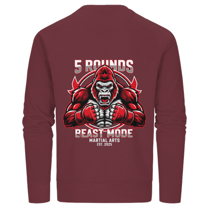 5 ROUNDS BEAST MODE Gorilla Motive Rot Weis Schwarz Farben Stick und DTF - Organic Basic Unisex Sweatshirt