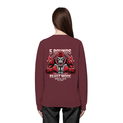 5 ROUNDS BEAST MODE Gorilla Motive Rot Weis Schwarz Farben Stick und DTF - Organic Basic Unisex Sweatshirt