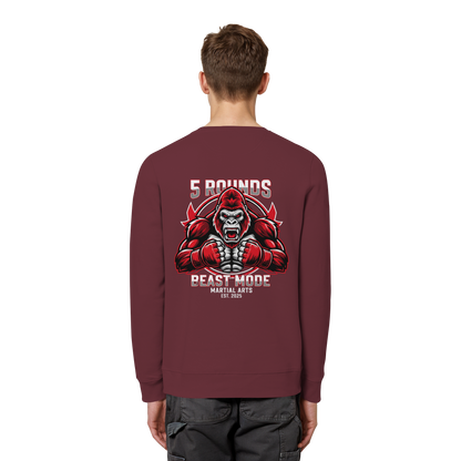 5 ROUNDS BEAST MODE Gorilla Motive Rot Weis Schwarz Farben Stick und DTF - Organic Basic Unisex Sweatshirt