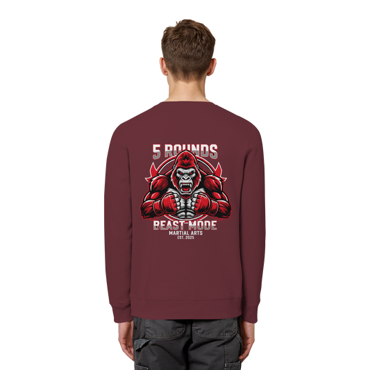 5 ROUNDS BEAST MODE Gorilla Motive Rot Weis Schwarz Farben Stick und DTF - Organic Basic Unisex Sweatshirt