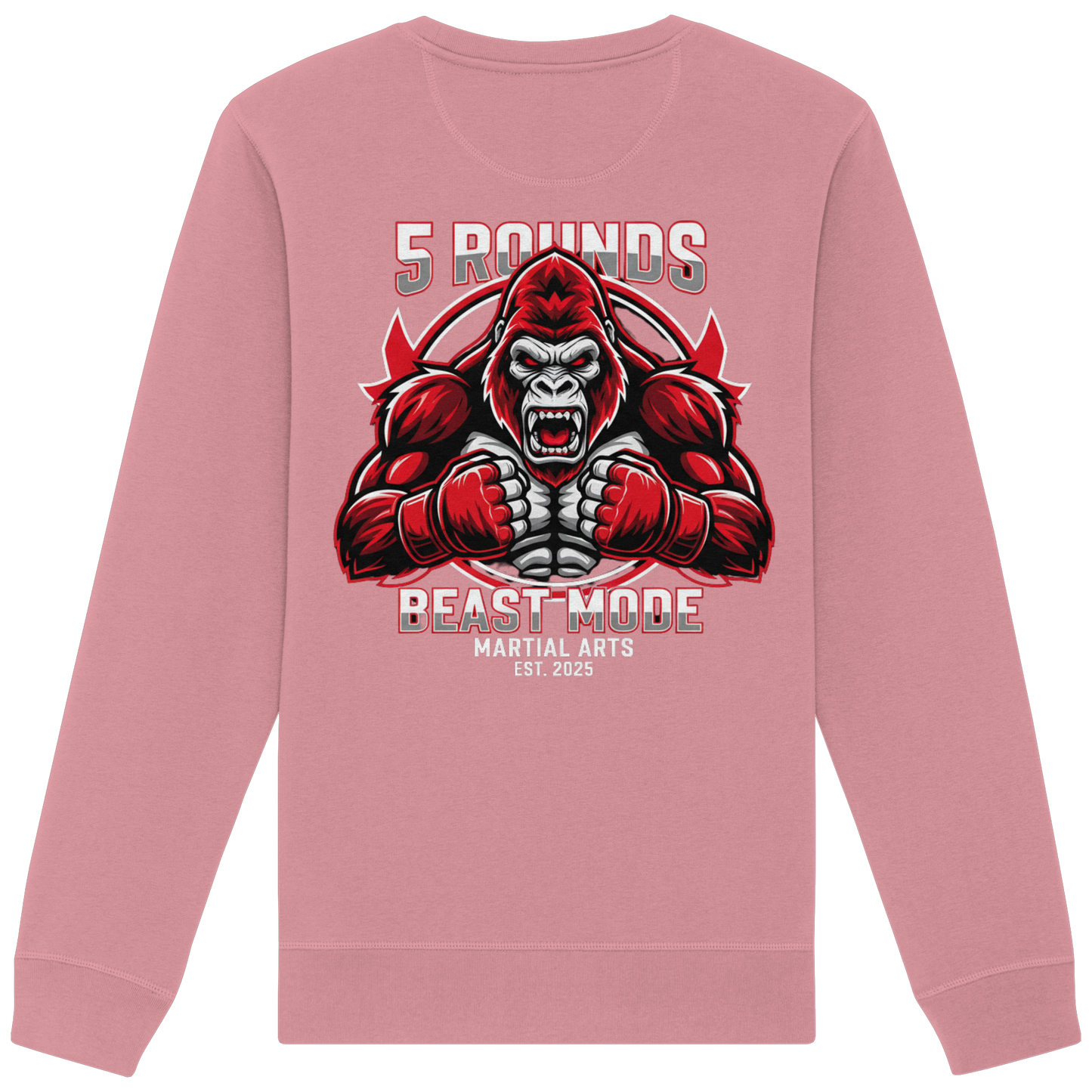 5 ROUNDS BEAST MODE Gorilla Motive Rot Weis Schwarz Farben Stick und DTF - Organic Basic Unisex Sweatshirt