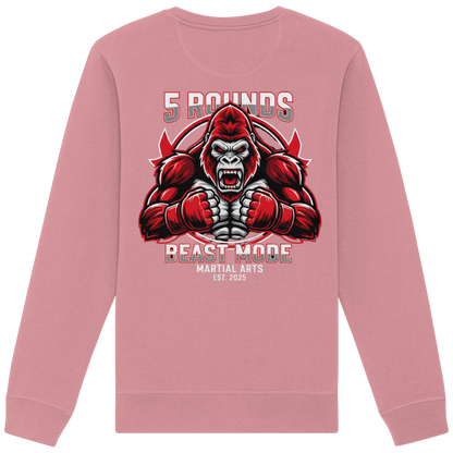 5 ROUNDS BEAST MODE Gorilla Motive Rot Weis Schwarz Farben Stick und DTF - Organic Basic Unisex Sweatshirt