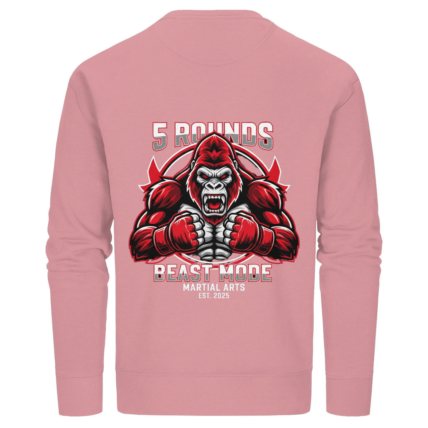5 ROUNDS BEAST MODE Gorilla Motive Rot Weis Schwarz Farben Stick und DTF - Organic Basic Unisex Sweatshirt