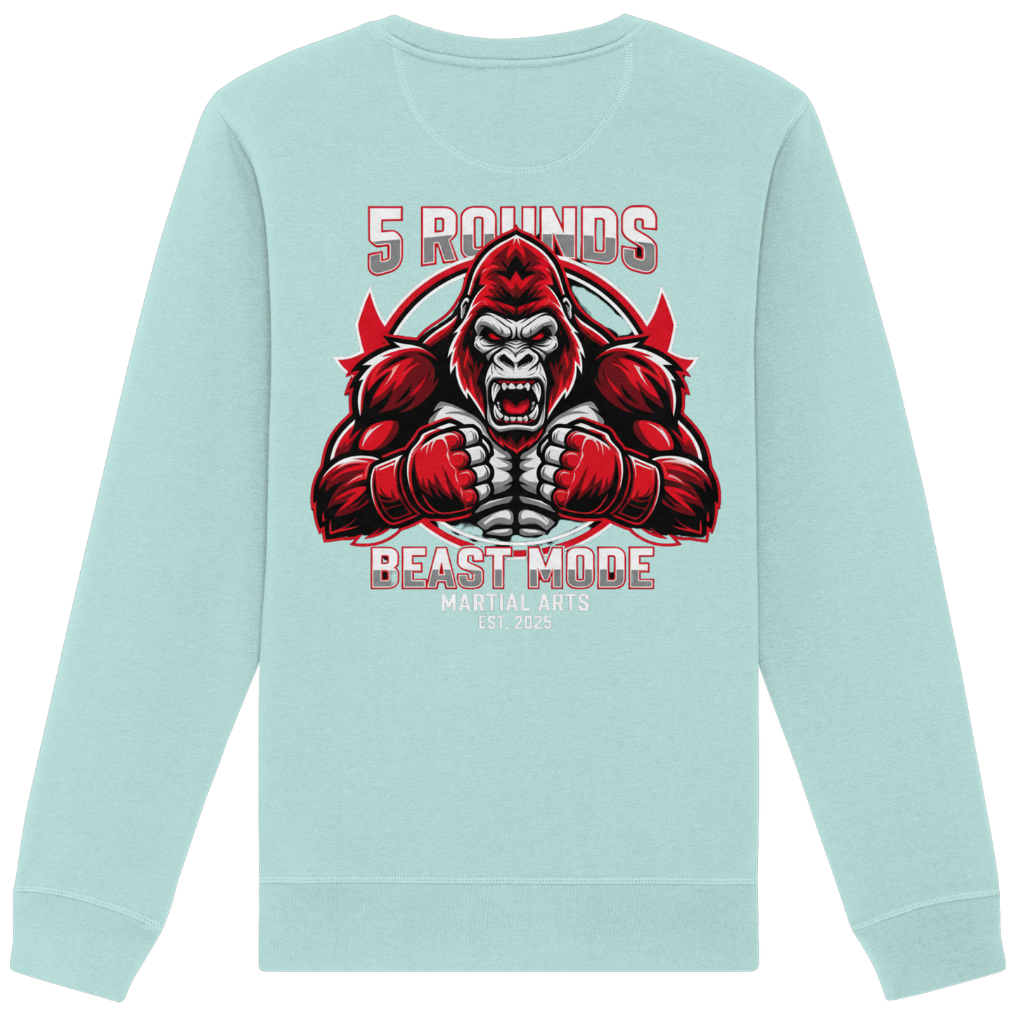 5 ROUNDS BEAST MODE Gorilla Motive Rot Weis Schwarz Farben Stick und DTF - Organic Basic Unisex Sweatshirt