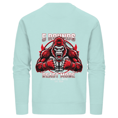 5 ROUNDS BEAST MODE Gorilla Motive Rot Weis Schwarz Farben Stick und DTF - Organic Basic Unisex Sweatshirt