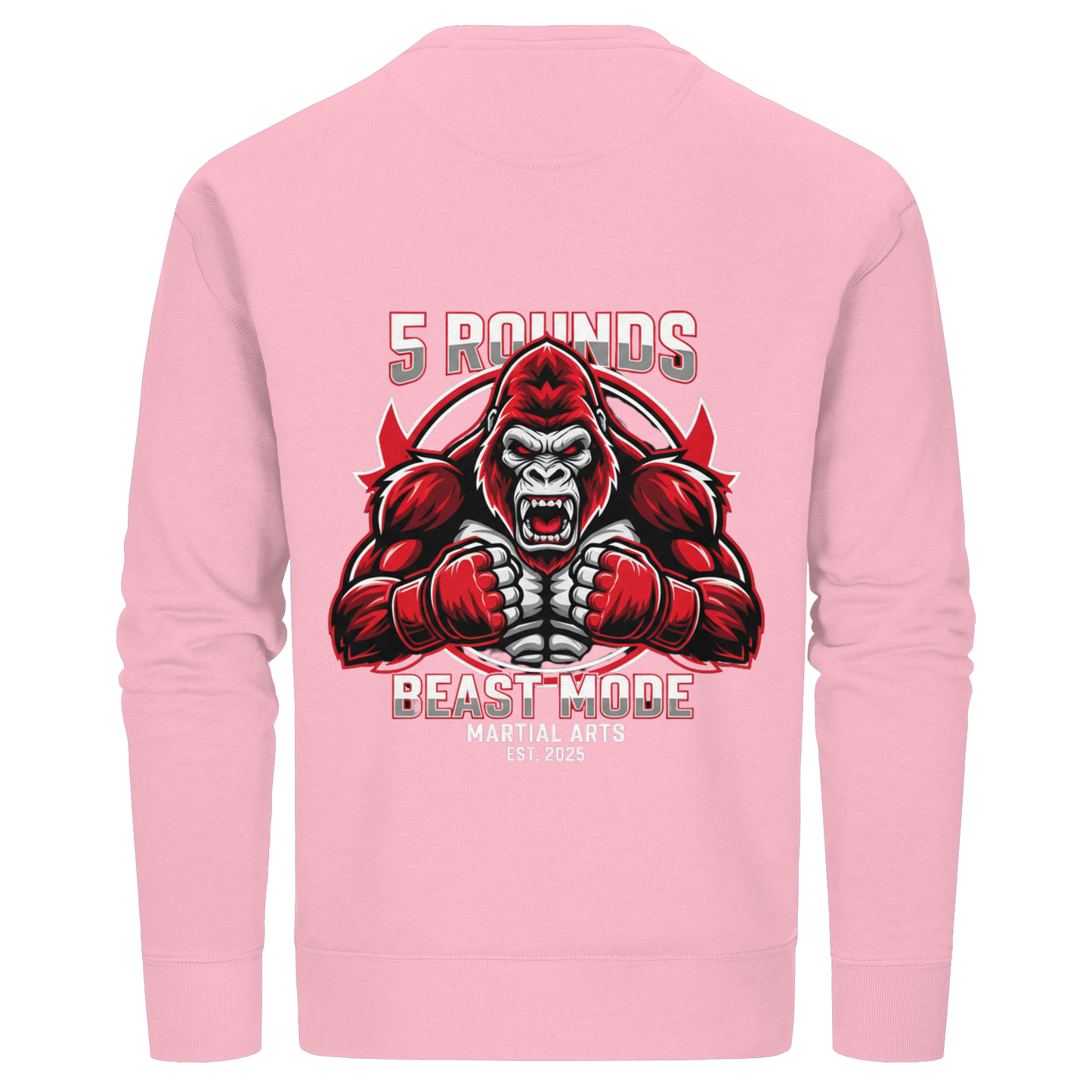5 ROUNDS BEAST MODE Gorilla Motive Rot Weis Schwarz Farben Stick und DTF - Organic Basic Unisex Sweatshirt