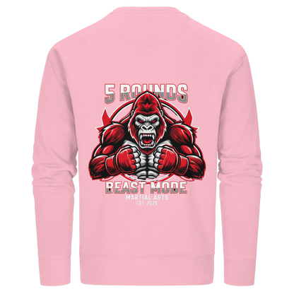 5 ROUNDS BEAST MODE Gorilla Motive Rot Weis Schwarz Farben Stick und DTF - Organic Basic Unisex Sweatshirt