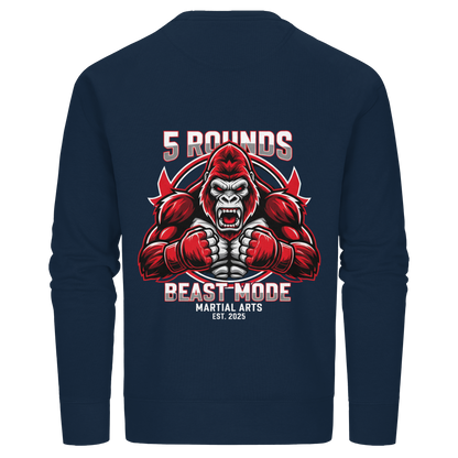 5 ROUNDS BEAST MODE Gorilla Motive Rot Weis Schwarz Farben Stick und DTF - Organic Basic Unisex Sweatshirt