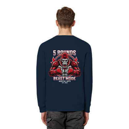5 ROUNDS BEAST MODE Gorilla Motive Rot Weis Schwarz Farben Stick und DTF - Organic Basic Unisex Sweatshirt