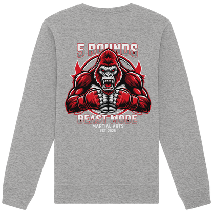 5 ROUNDS BEAST MODE Gorilla Motive Rot Weis Schwarz Farben Stick und DTF - Organic Basic Unisex Sweatshirt