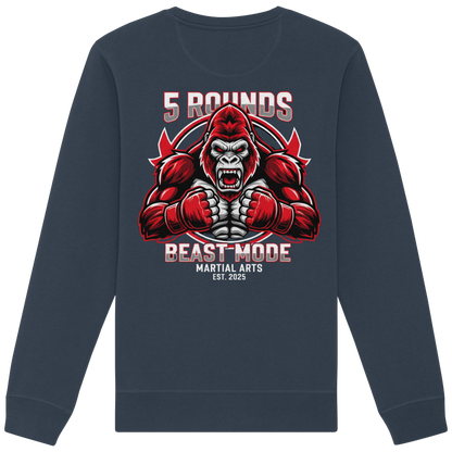 5 ROUNDS BEAST MODE Gorilla Motive Rot Weis Schwarz Farben Stick und DTF - Organic Basic Unisex Sweatshirt