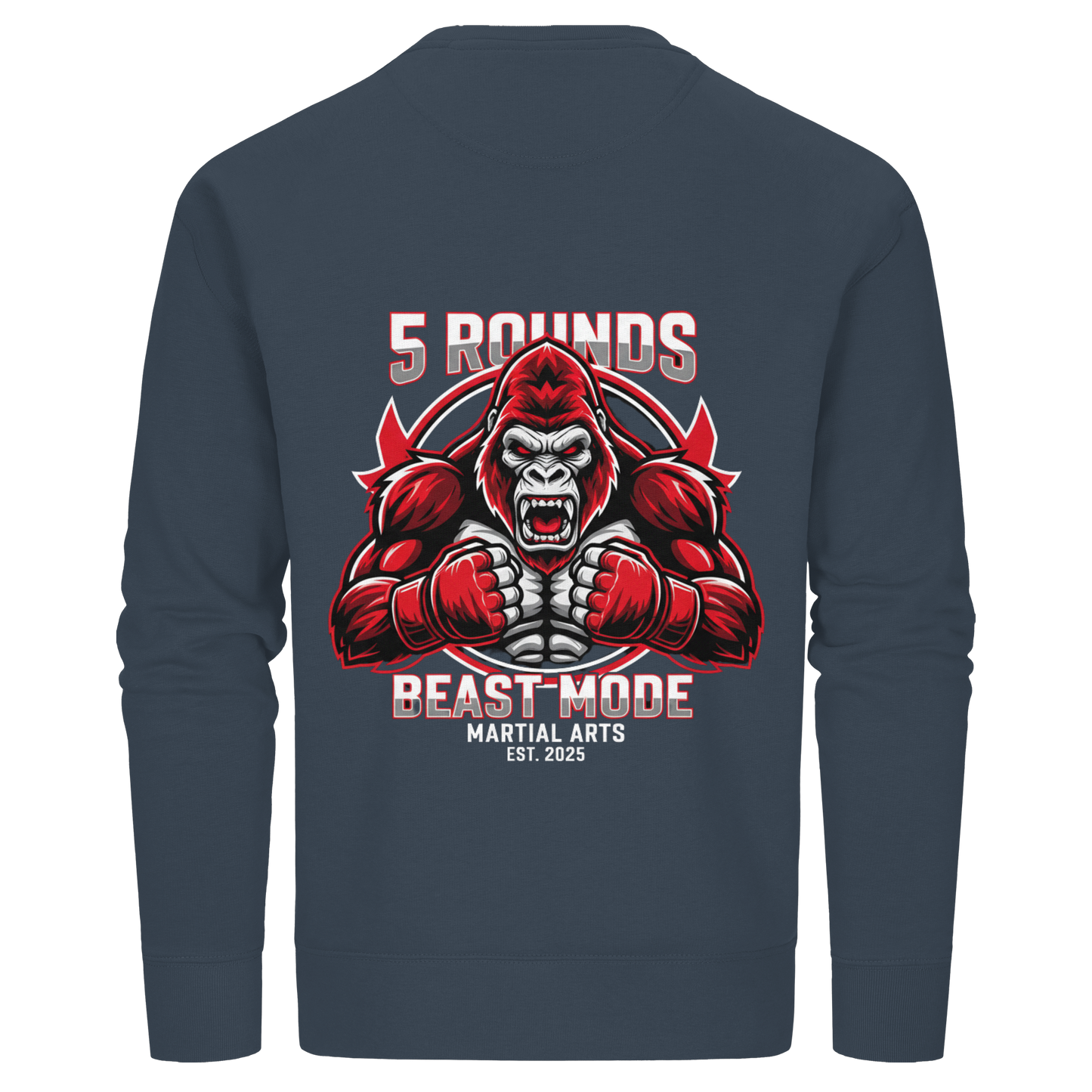 5 ROUNDS BEAST MODE Gorilla Motive Rot Weis Schwarz Farben Stick und DTF - Organic Basic Unisex Sweatshirt