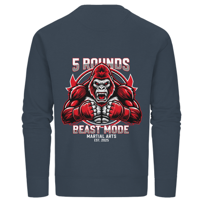 5 ROUNDS BEAST MODE Gorilla Motive Rot Weis Schwarz Farben Stick und DTF - Organic Basic Unisex Sweatshirt