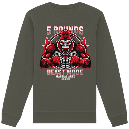 5 ROUNDS BEAST MODE Gorilla Motive Rot Weis Schwarz Farben Stick und DTF - Organic Basic Unisex Sweatshirt