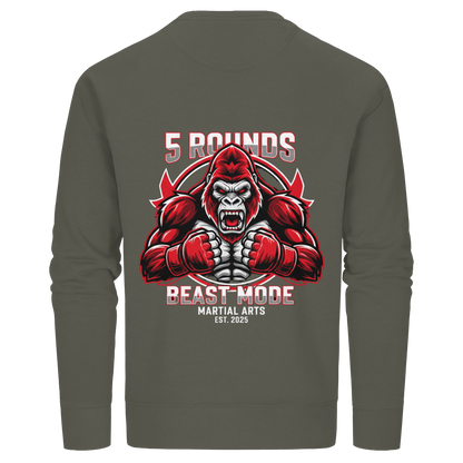 5 ROUNDS BEAST MODE Gorilla Motive Rot Weis Schwarz Farben Stick und DTF - Organic Basic Unisex Sweatshirt
