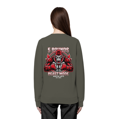 5 ROUNDS BEAST MODE Gorilla Motive Rot Weis Schwarz Farben Stick und DTF - Organic Basic Unisex Sweatshirt