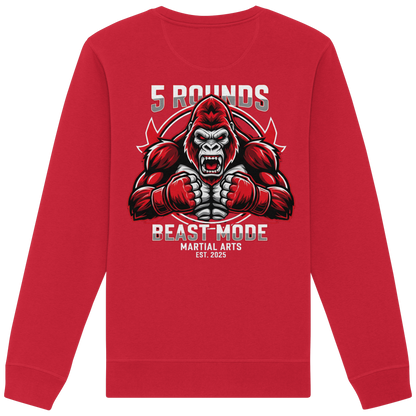 5 ROUNDS BEAST MODE Gorilla Motive Rot Weis Schwarz Farben Stick und DTF - Organic Basic Unisex Sweatshirt