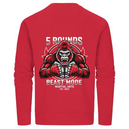 5 ROUNDS BEAST MODE Gorilla Motive Rot Weis Schwarz Farben Stick und DTF - Organic Basic Unisex Sweatshirt